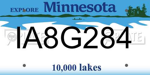 IA8G284 Minnesota License Plate