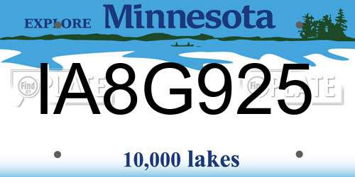 IA8G925 Minnesota License Plate