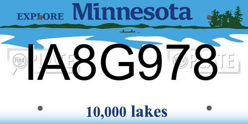 IA8G978 Minnesota License Plate