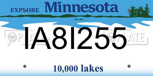 IA8I255 Minnesota License Plate