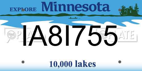 IA8I755 Minnesota License Plate