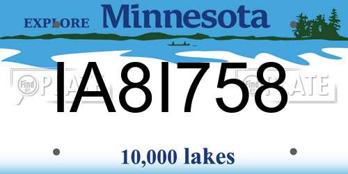 IA8I758 Minnesota License Plate