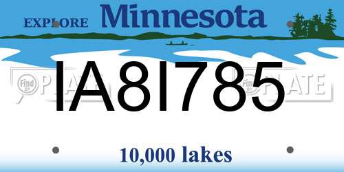 IA8I785 Minnesota License Plate