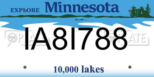 IA8I788 Minnesota License Plate
