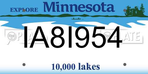 IA8I954 Minnesota License Plate