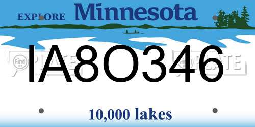 IA8O346 Minnesota License Plate