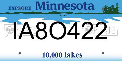 IA8O422 Minnesota License Plate