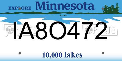 IA8O472 Minnesota License Plate