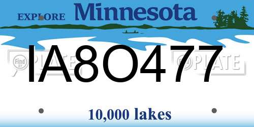 IA8O477 Minnesota License Plate
