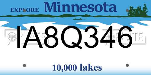 IA8Q346 Minnesota License Plate