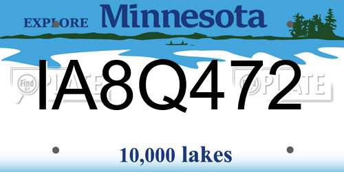 IA8Q472 Minnesota License Plate