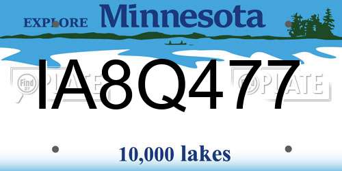 IA8Q477 Minnesota License Plate