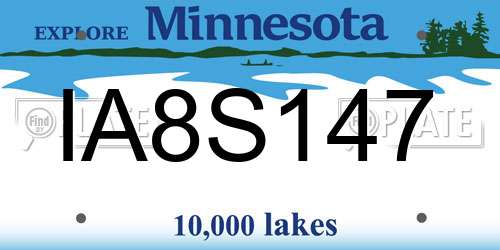 IA8S147 Minnesota License Plate
