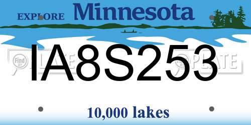 IA8S253 Minnesota License Plate