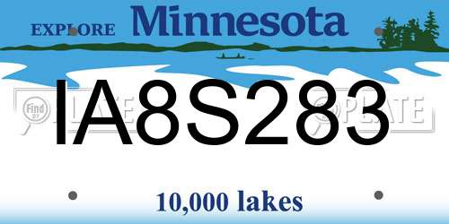 IA8S283 Minnesota License Plate