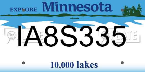 IA8S335 Minnesota License Plate