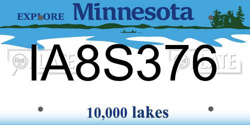 IA8S376 Minnesota License Plate