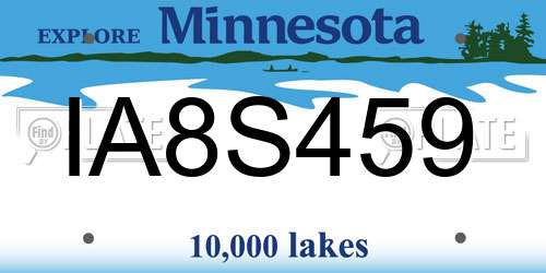 IA8S459 Minnesota License Plate