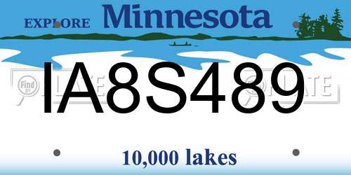 IA8S489 Minnesota License Plate