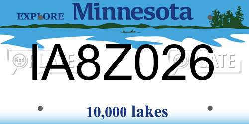 IA8Z026 Minnesota License Plate