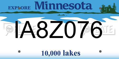 IA8Z076 Minnesota License Plate