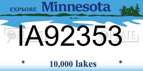 IA92353 Minnesota License Plate