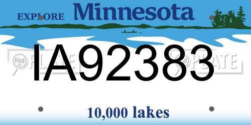 IA92383 Minnesota License Plate