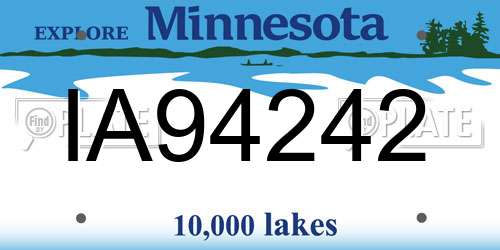 IA94242 Minnesota License Plate