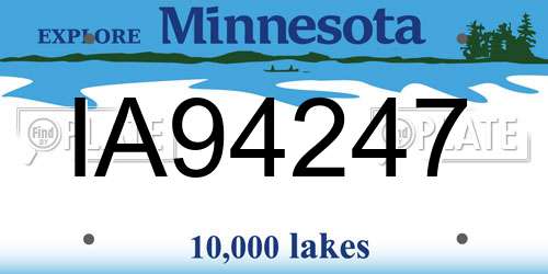 IA94247 Minnesota License Plate