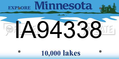 IA94338 Minnesota License Plate