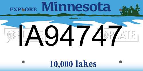 IA94747 Minnesota License Plate