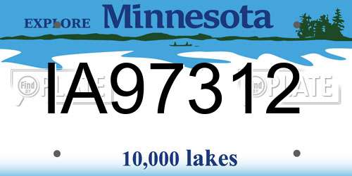 IA97312 Minnesota License Plate
