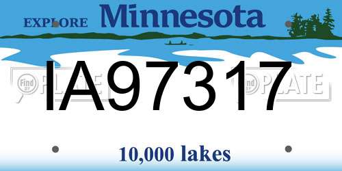 IA97317 Minnesota License Plate