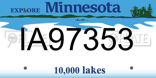 IA97353 Minnesota License Plate
