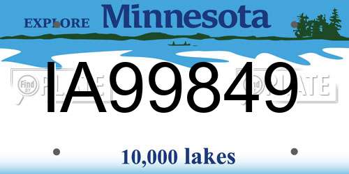 IA99849 Minnesota License Plate