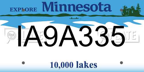 IA9A335 Minnesota License Plate