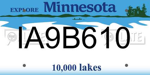 IA9B610 Minnesota License Plate