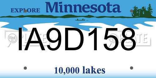 IA9D158 Minnesota License Plate