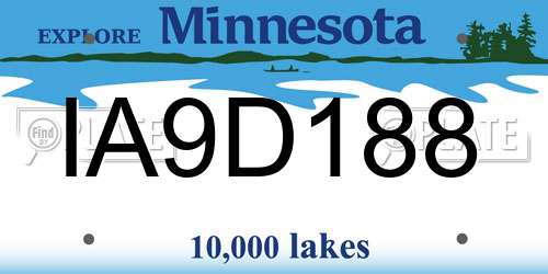 IA9D188 Minnesota License Plate