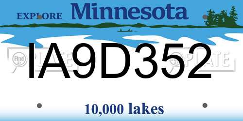 IA9D352 Minnesota License Plate