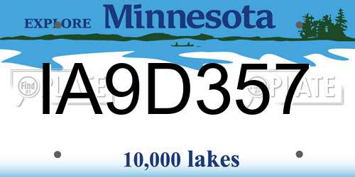IA9D357 Minnesota License Plate
