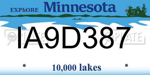 IA9D387 Minnesota License Plate