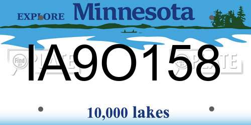 IA9O158 Minnesota License Plate