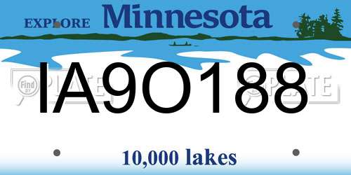 IA9O188 Minnesota License Plate