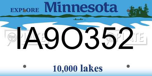 IA9O352 Minnesota License Plate