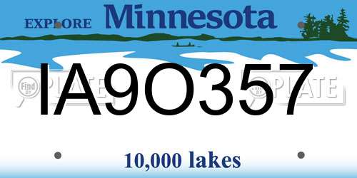 IA9O357 Minnesota License Plate