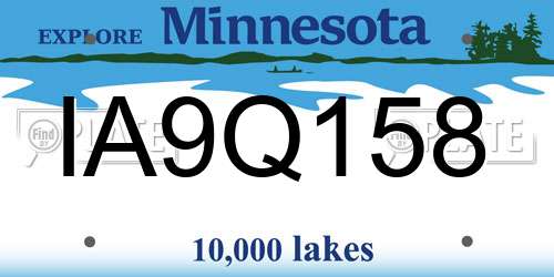 IA9Q158 Minnesota License Plate