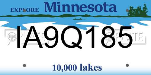 IA9Q185 Minnesota License Plate