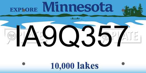 IA9Q357 Minnesota License Plate