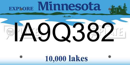 IA9Q382 Minnesota License Plate